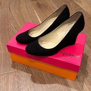 Kate spade black suede wedges size 7